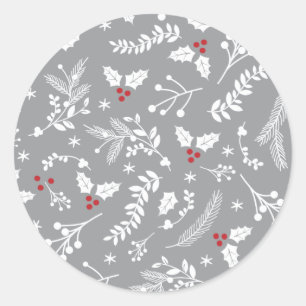 Winter Berries Merry Li'l Christmas Holiday Classic Round Sticker