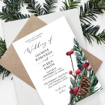 Winter Berries & Pine Greenery Wedding  Invitation<br><div class="desc">Send your guests a beautiful wedding invitation with your modern Winter Berries & Pine Greenery Wedding Invitation.</div>