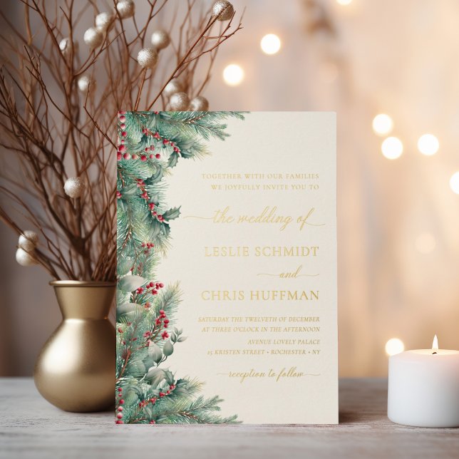 Winter Berries & Pine Watercolor Greenery Wedding  (Creator Uploaded)