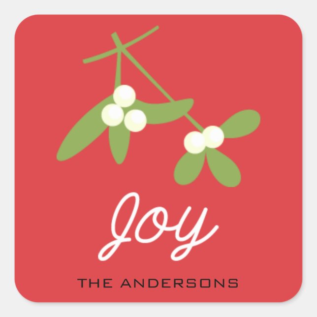 Winter Berries Red Christmas/Holiday Square Sticker (Front)