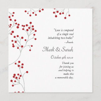 Winter Berries Red Wedding Program Programme
