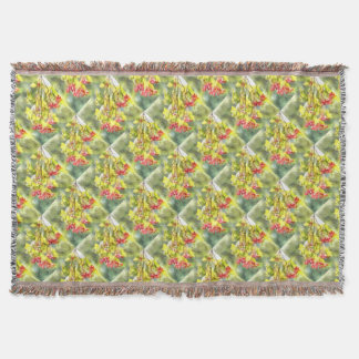 Winter Berries Watercolor Throw Blanket