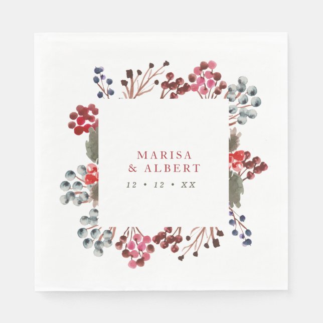 Winter Berries Wedding Napkin (Front)