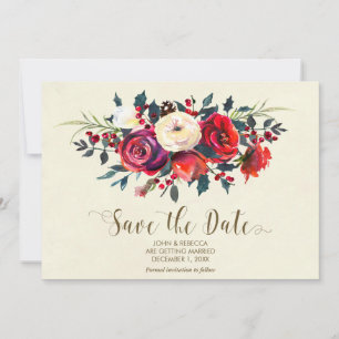 winter berries wedding save the date invitation