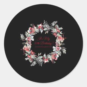 Winter Berry 30th Birthday Elegant  Classic Round Sticker