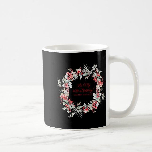 Winter Berry 30th Birthday Elegant  Coffee Mug (Right)