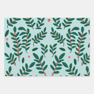 Winter berry-Blue Wrapping Paper Sheet