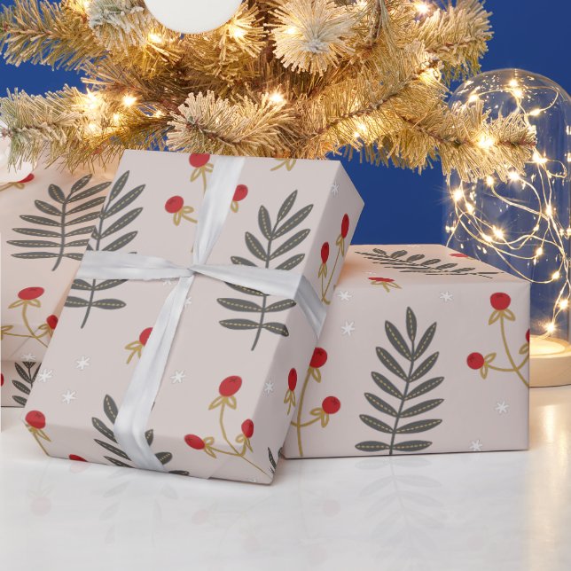 Winter Berry Botanical Christmas  Wrapping Paper (Holidays)