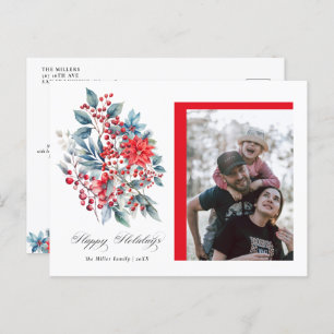 Winter Berry Christmas Holiday Photo Postcards