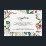 Winter Berry | Christmas | Reception Enclosure Card<br><div class="desc">This delicate watercolor greenery border has traditional Christmas colours,  forest green,  olive green and cranberry red on bright white. The word "reception" is featured towards the top with the remaining wedding details directly below. All text can be edited to suit the needs of your event.</div>