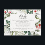 Winter Berry | Christmas | Wedding Details  Enclos Enclosure Card<br><div class="desc">This delicate watercolor greenery border has traditional Christmas colours, forest green, olive green and cranberry red on bright white. The word "details" is written in a hand lettered style and is featured towards the top with the remaining wedding details directly below. All text can be edited to suit the needs...</div>