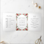 Winter Berry Christmas Wedding Timeline Invitation<br><div class="desc">This delicate watercolor greenery border has traditional Christmas colours, forest green, olive green and cranberry red on bright white. The back flap has the return address and the lower section has a tear-away RSVP card. The wedding details can be edited to suit the needs of your event. * If you...</div>