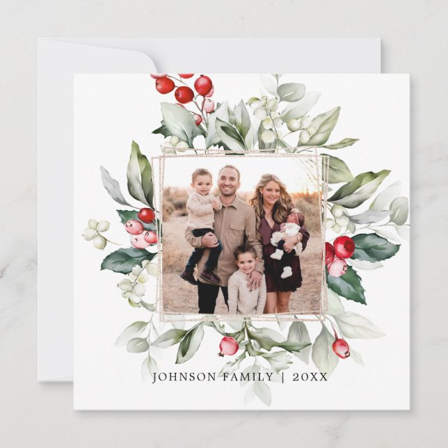 Winter Berry Family Photo  Invitation (Front)
