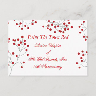Winter Berry Holiday Red & White RSVP Card