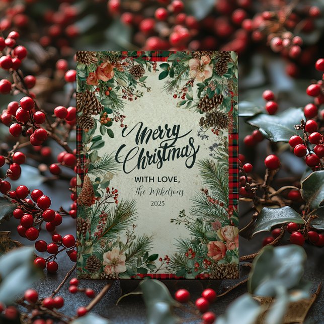 Winter Berry Pine Christmas Holiday Card (Creator Uploaded)