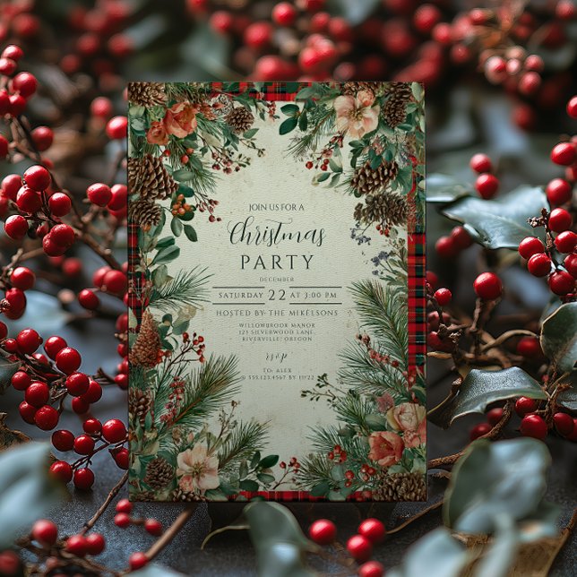 Winter Berry Pine Christmas Invitation (Creator Uploaded)