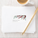Winter Berry Script Christmas Return Address Label<br><div class="desc">Accent your holiday mails with this modern elegant return address label featuring watercolor winter berries and botanical leaf stems.</div>