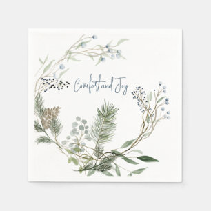 Winter Berry Wreath Favour Tags Napkin