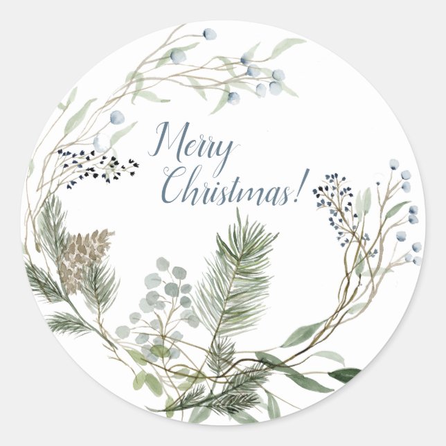 Winter Berry Wreath Holiday Favour Tags (Front)