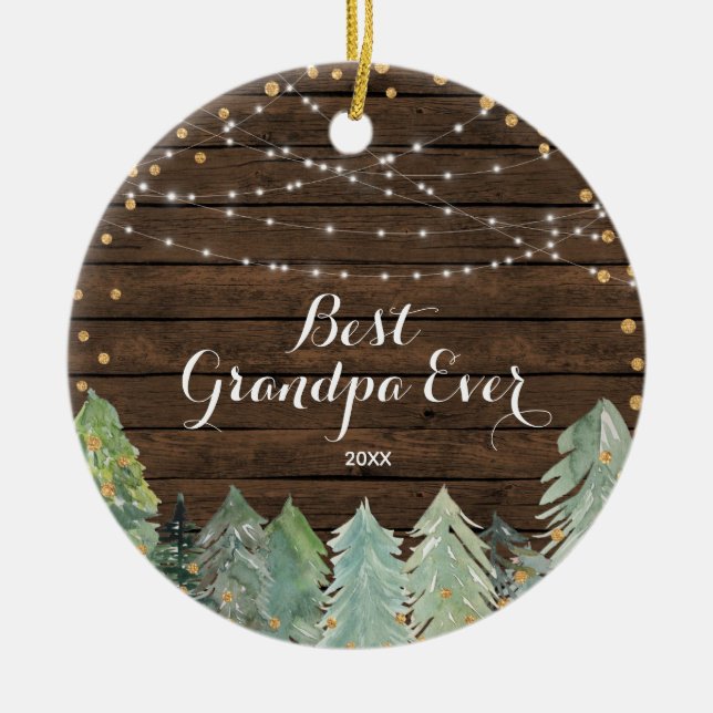 Winter Best Grandpa Ever Personalised Ornament (Front)