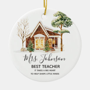 Winter Best Teacher Christmas Tree Ceramic Tree Decoration