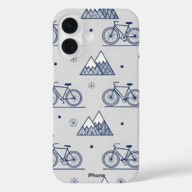 Winter Bike Mountain iPhone 16 Case (Back)