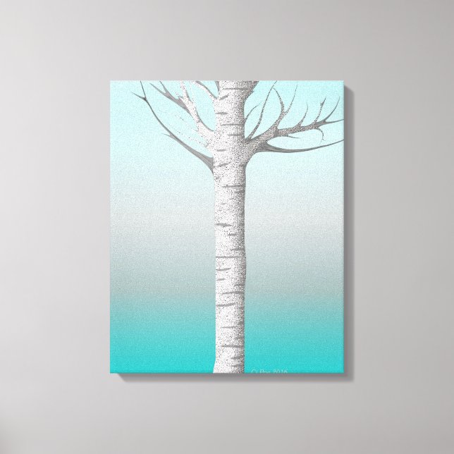 Winter Birch Grove w/bird 10x20 Wrapped Canvas (Front)