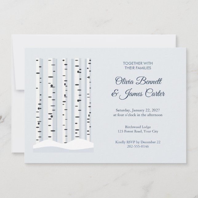 Winter Birch Grove Wedding Invitation (Front)