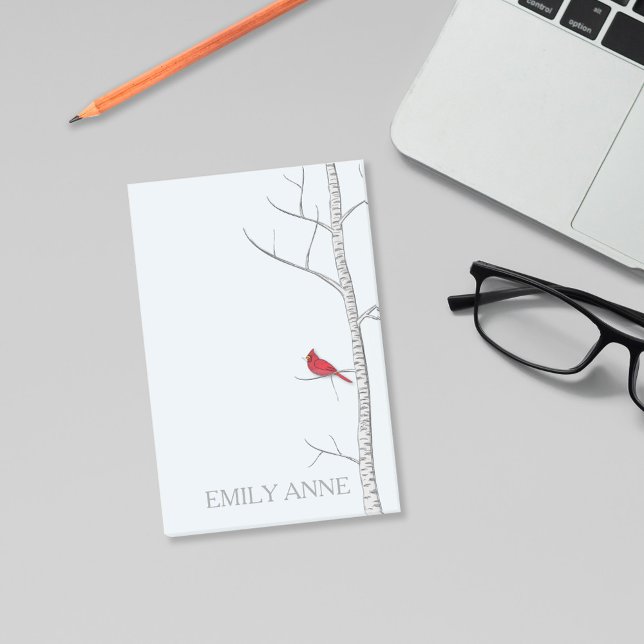 Winter Birch Post it Notes (Red Cardinal Post it Notes)