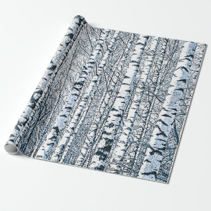 Winter Birch Tree Forest Wrapping Paper