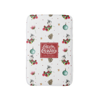 Winter Bird Christmas Tufted Titmouse Personalised Bath Mat