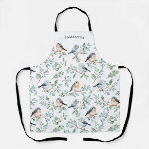 Winter Bird Watercolor Personalised  Apron