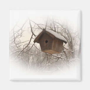 Winter Birdhouse Magnet