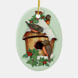 Winter Birds Ceramic Tree Decoration