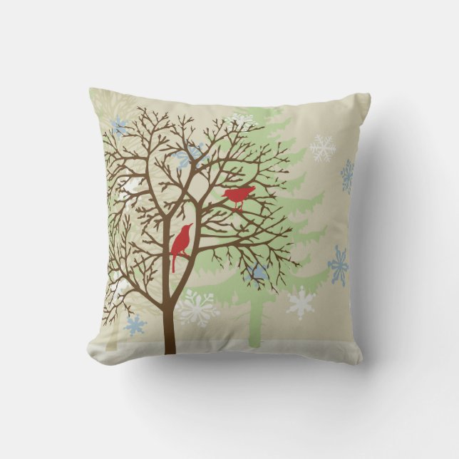 Winter Birds Cushion (Front)