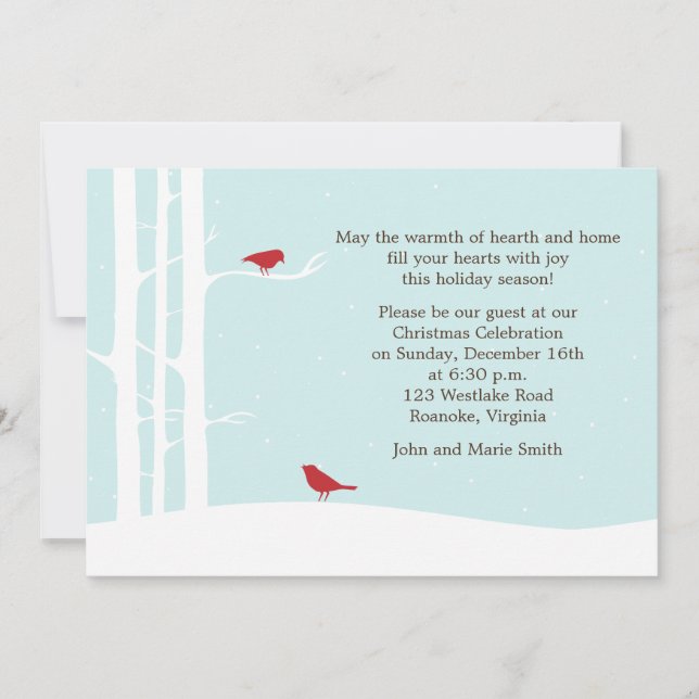 Winter Birds Holiday Celebration Invitation (Front)