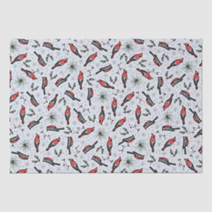 Winter Birds Red Cardinal, Pine and Berries Tissue Paper