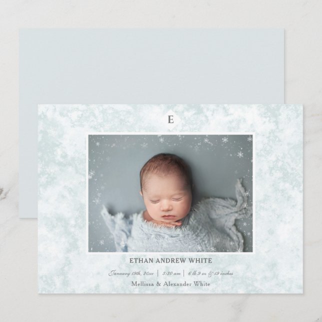 Winter Birth Announcement Baby Boy (Front/Back)