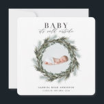 Winter birth announcement Christmas photo Holiday<br><div class="desc">Baby its cold outside. Birth announcement Christmas photo Holiday card. Winter wreath watercolor design. Updated frame surrounding the photograph.</div>
