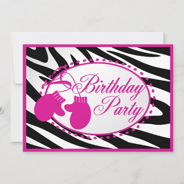 Winter Birthday Mittens Invitation (Front)
