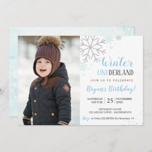 Winter Birthday wonederland photo invitation