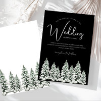 Winter Black and White Snowy Pine Tree Wedding