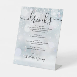 Winter Black Signature Script Drinks Menu Pedestal Sign