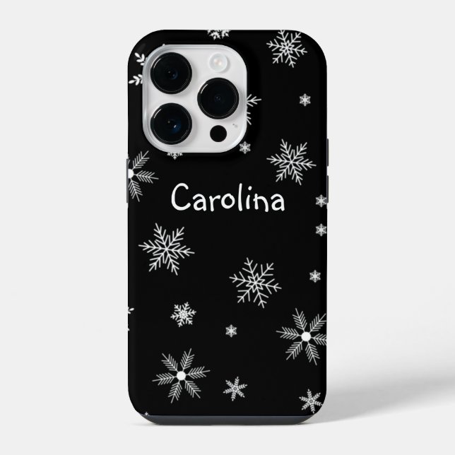 winter black white pattern name  iPhone case (Back)