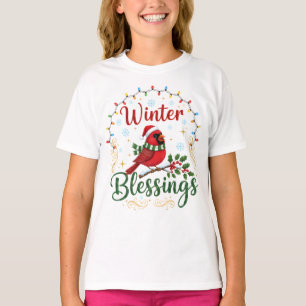 Winter Blessings Cardinal Bird Christmas T-Shirt