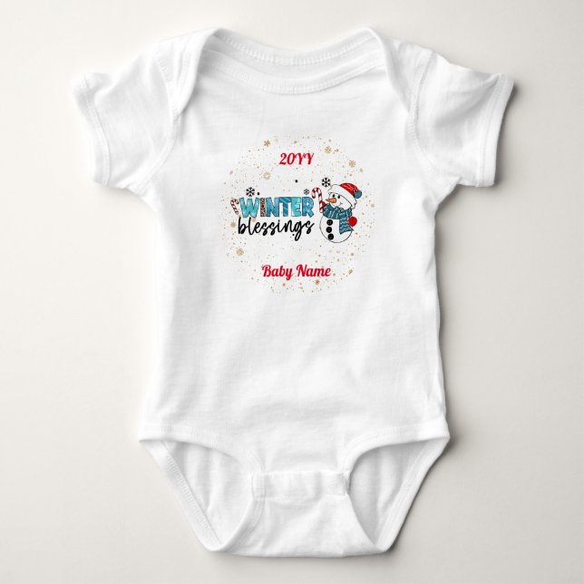 Winter Blessings Customise Baby Bodysuit (Front)