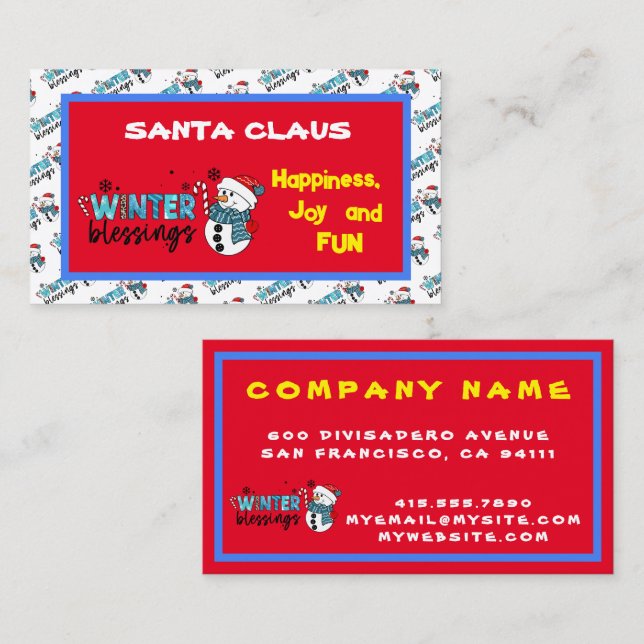 Winter Blessings Customise Business Card (Front/Back)