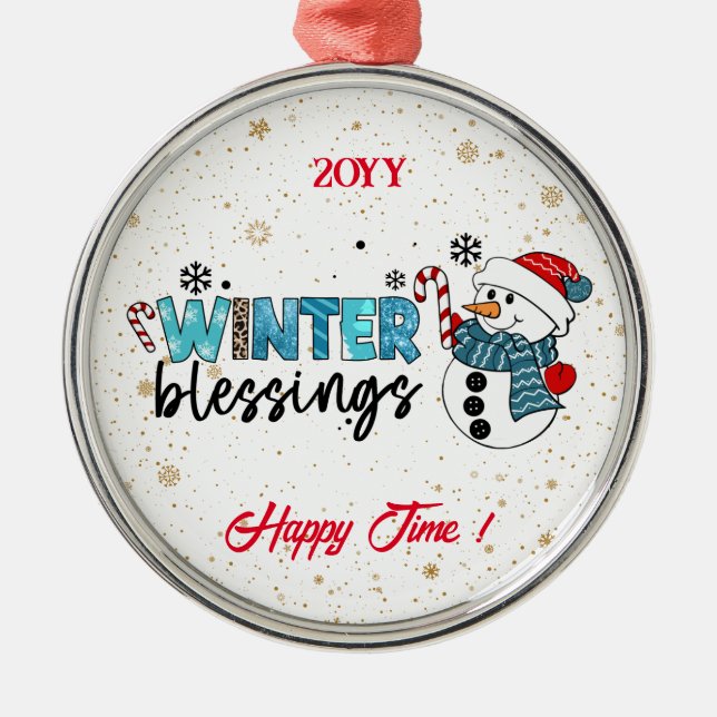 Winter Blessings Customize Metal Tree Decoration (Front)