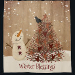 Winter Blessings Snowman Shower Curtain<br><div class="desc">This Winter Blessings Primitive Snowman Shower Curtain features my mouse drawn primitive country style art.  Perfect for your Primitive bath this Holiday season. Look for matching bath products in my Holiday bath section.</div>