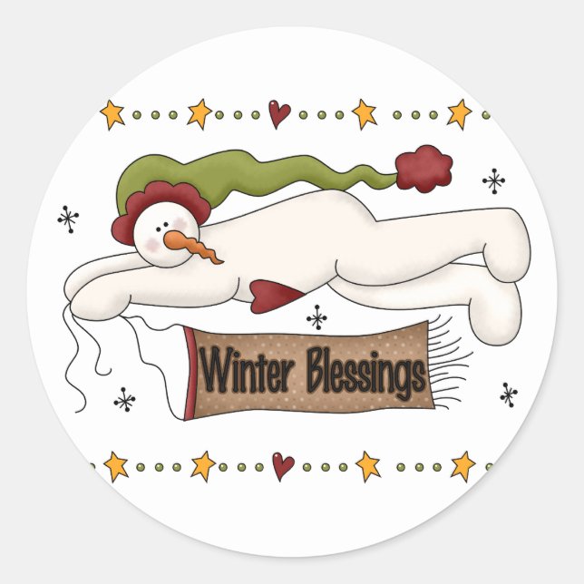 Winter Blessings Tshirts and Gifts Classic Round Sticker (Front)
